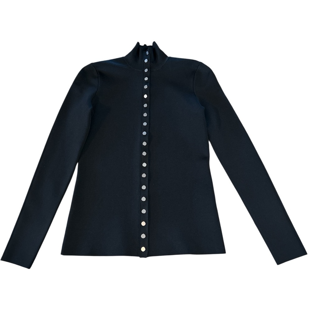 Alexander Wang mock neck snap front cardigan sweater black small